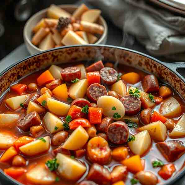 One-Pot Potato Goulash with Smoked Sausage (Easy)